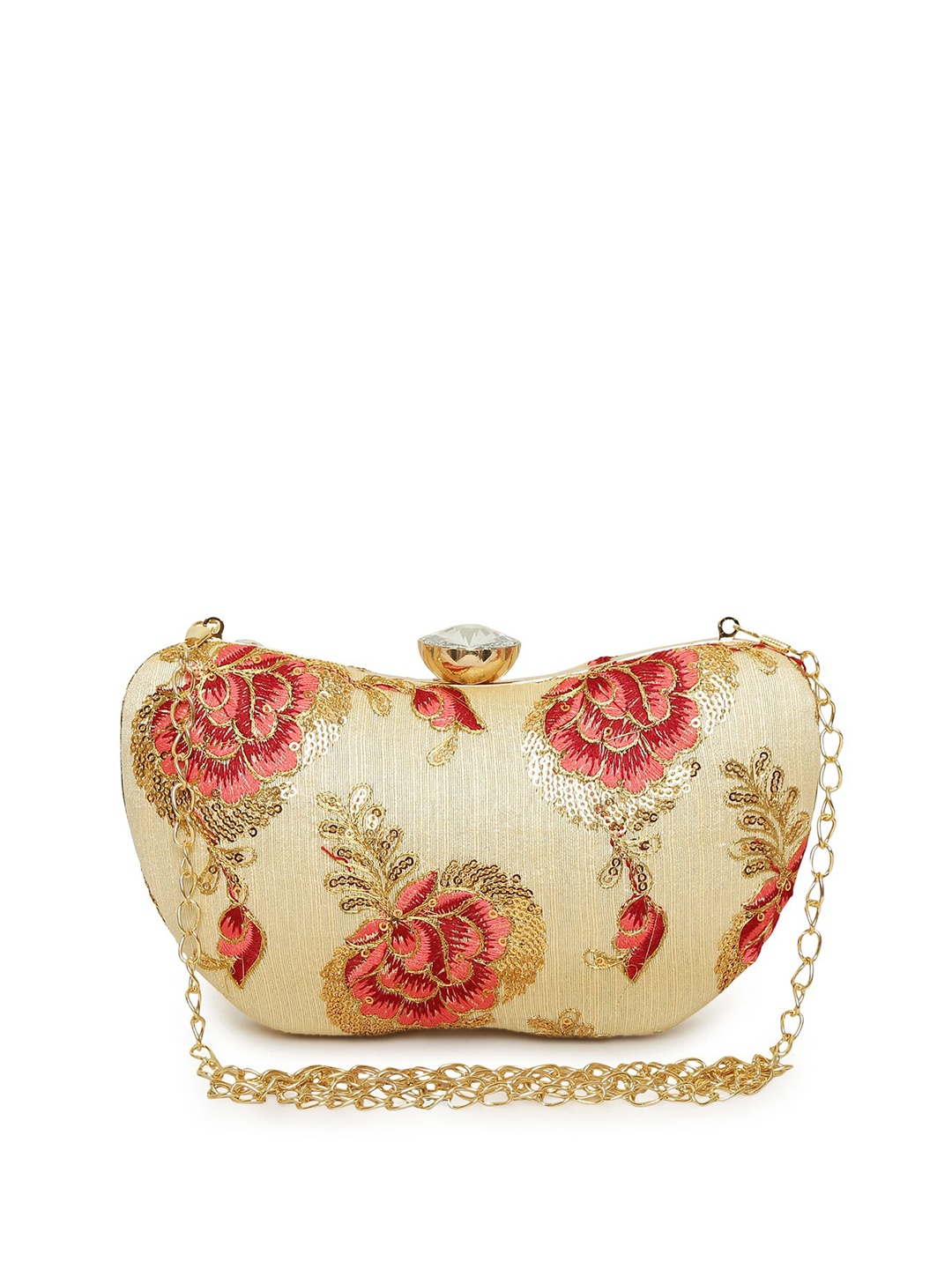 

VASTANS Embellished Box Clutch, Gold