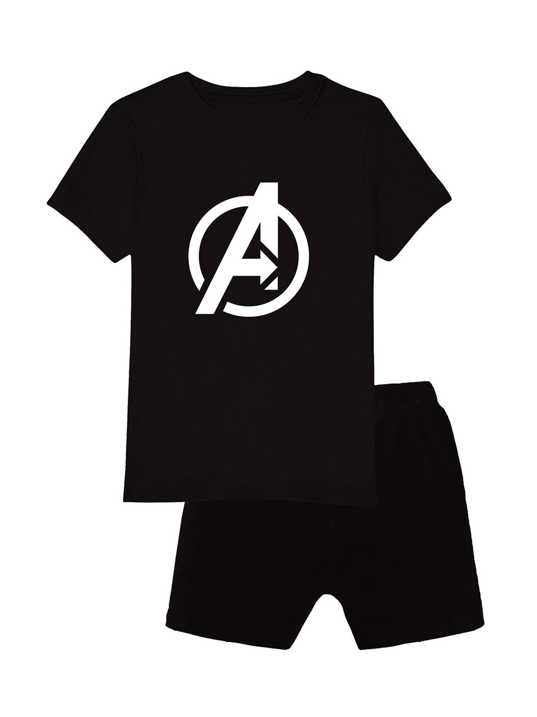 

CoolTees4U Boys Printed Pure Cotton T-shirt with Shorts, Black