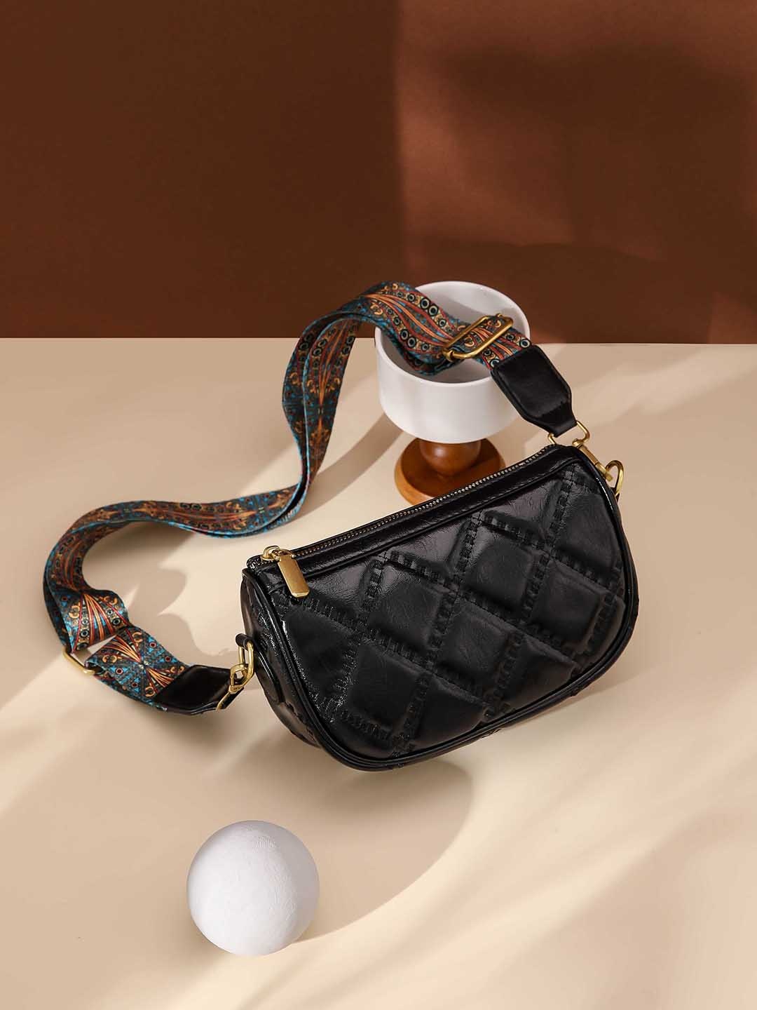 

Diva Dale Textured Structured Sling Bag, Black
