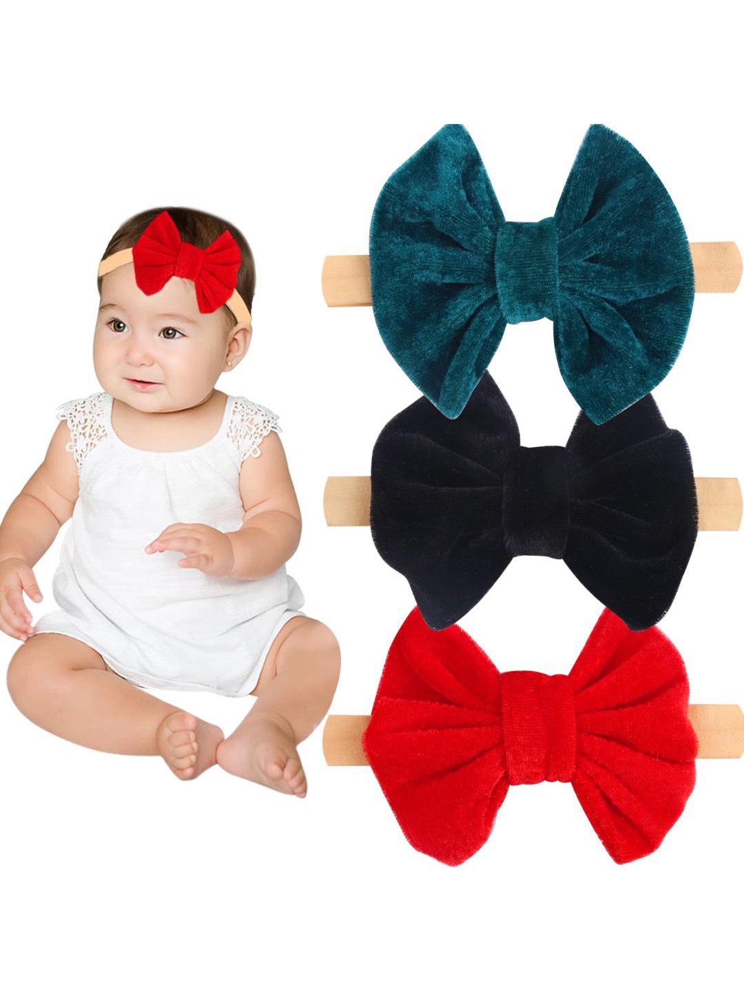 

Xivir Girls Set of 3 Hairband, Red