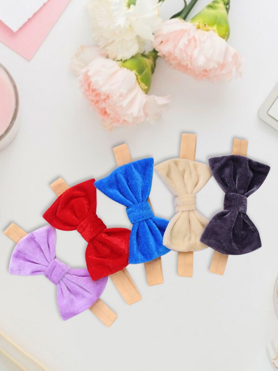 

Xivir Girls Set Of 3 Bow Velvet Hairbands, Black