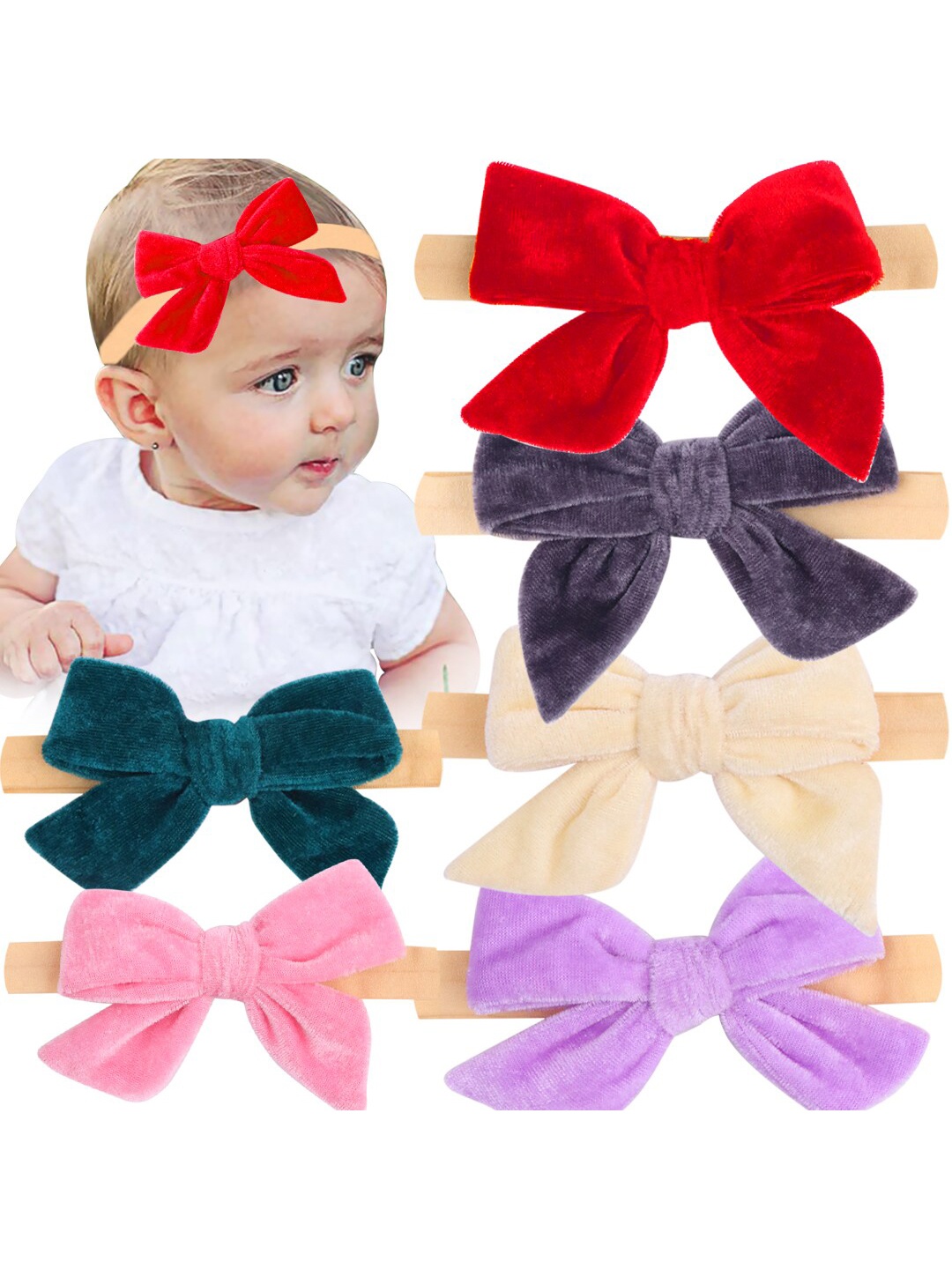 

Xivir Girls Set of 5 Hairband, Red