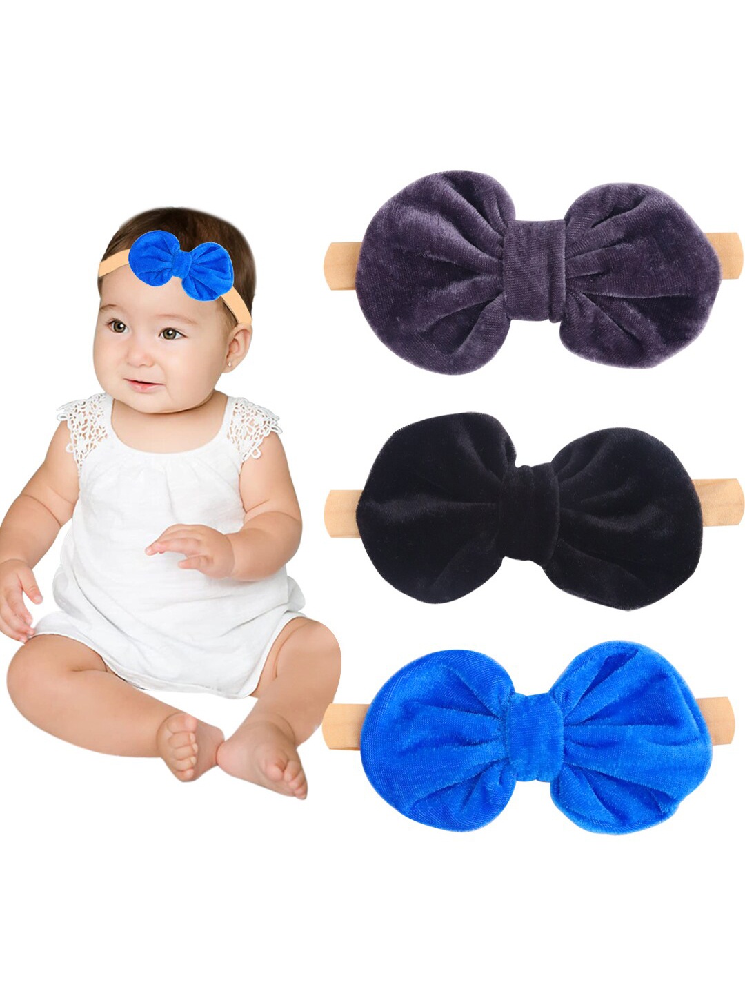 

Xivir Girls Set of 3 Hairband, Blue