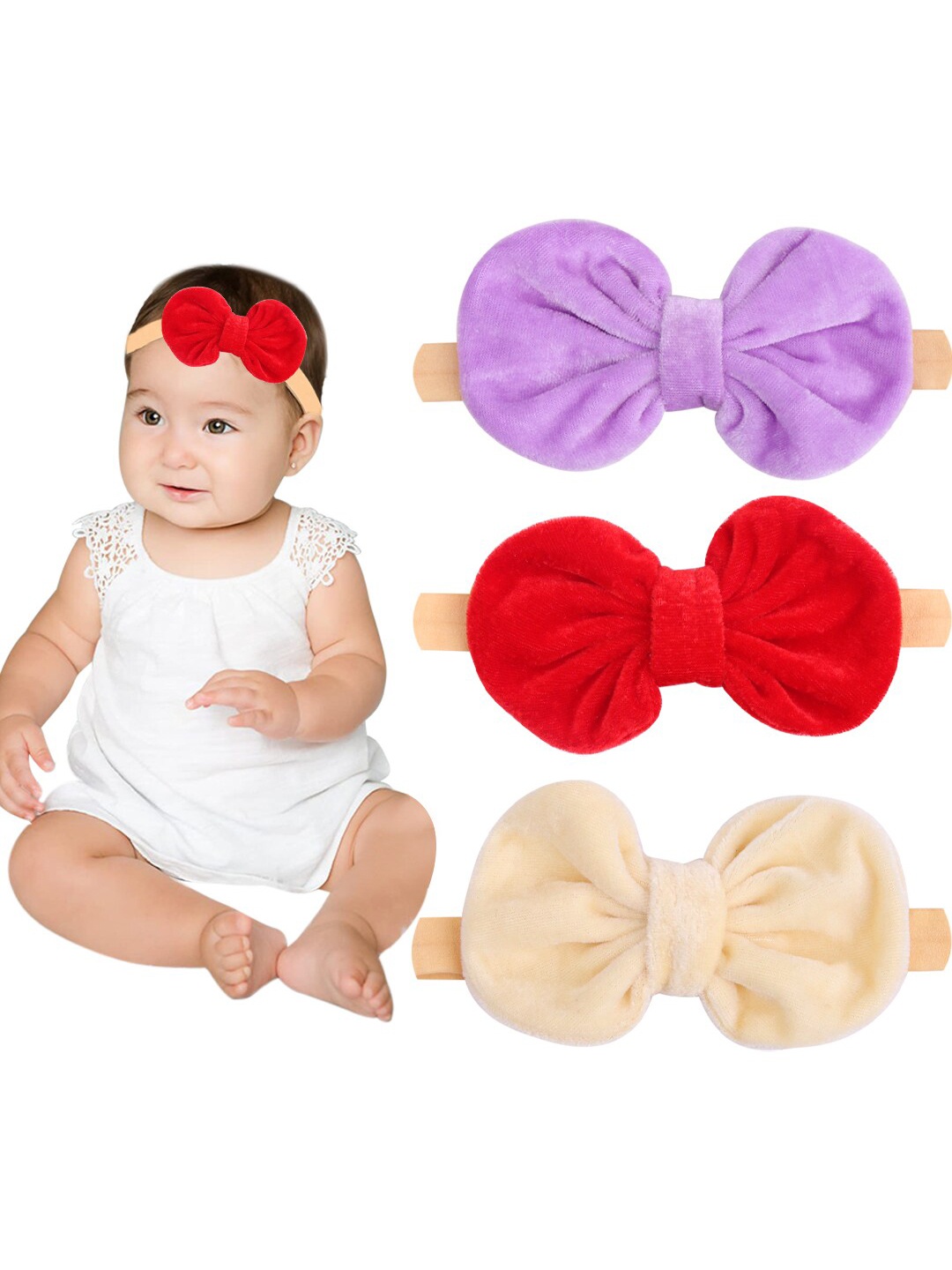 

Xivir Girls Set of 3 Hairband, Red