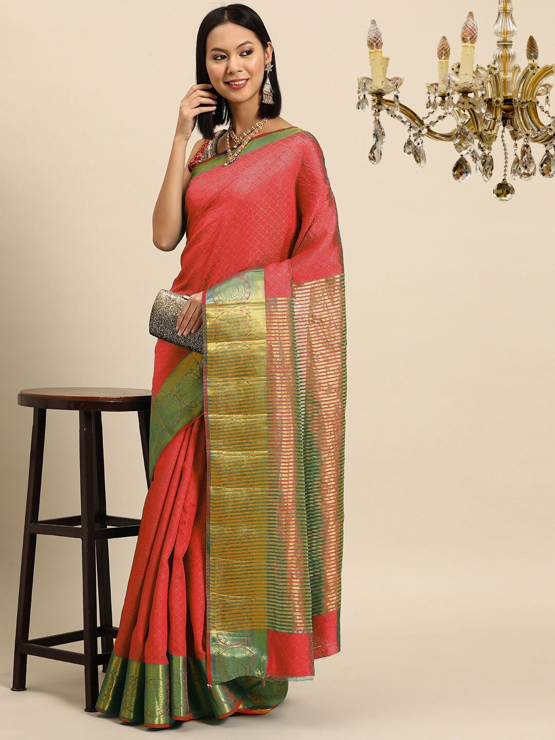 

Chhabra 555 Woven Design Mysore Silk Zari Saree, Red