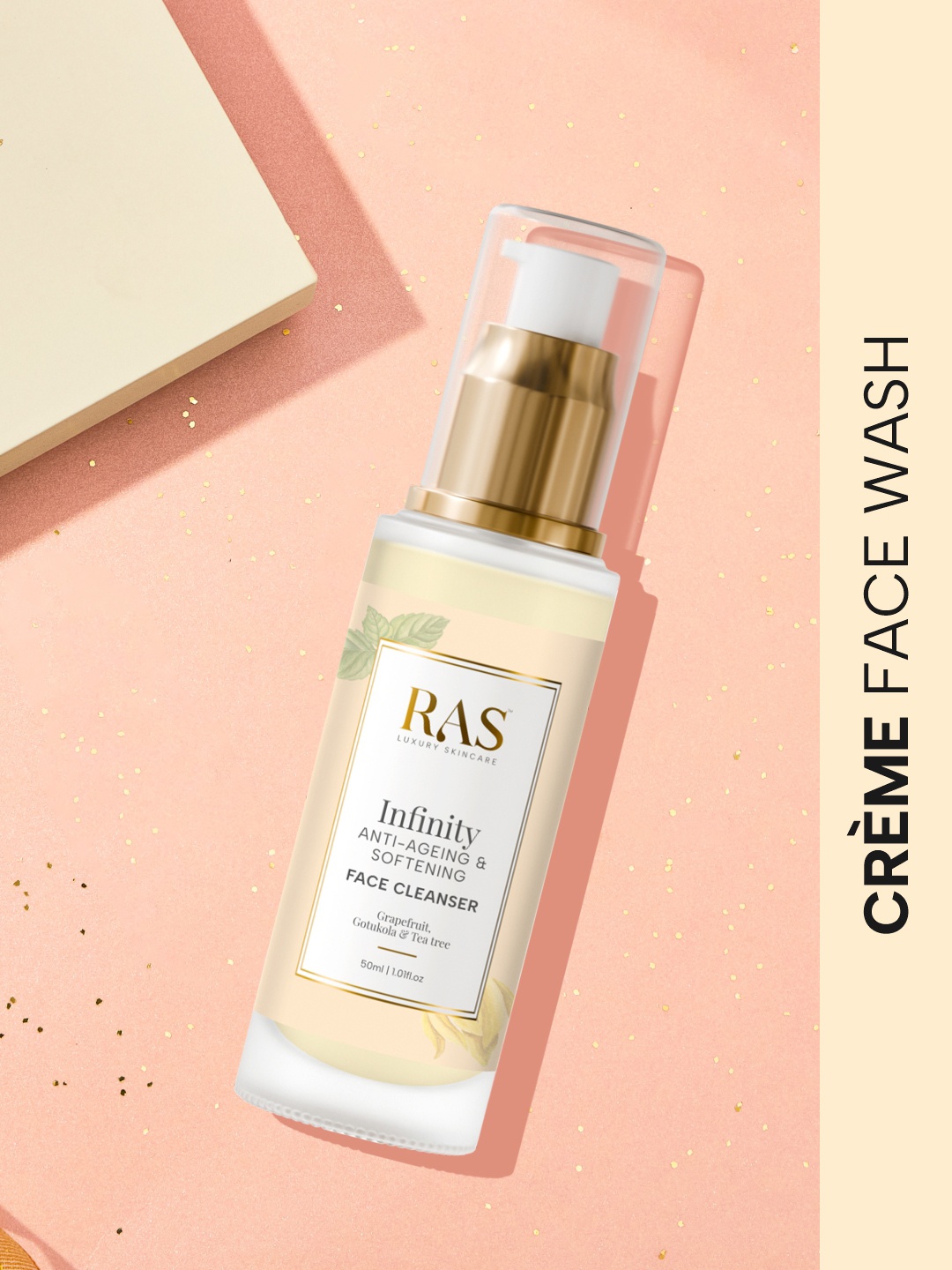 

RAS LUXURY OILS Infinity Anti Ageing Creme Face Wash Cleanser with Calendula - 50 ml, Gold