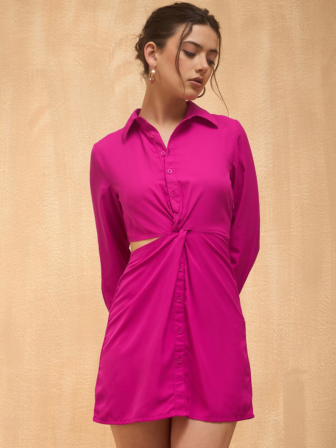 

RARE Above Knee Cut-Outs Shirt Dress, Pink