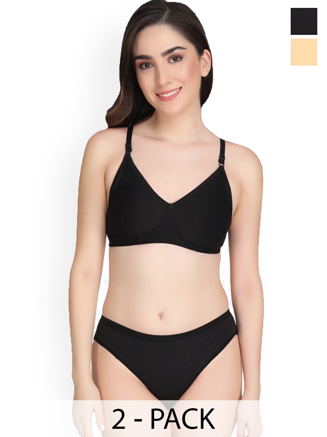 

Designer Bugs Pack Of 3 Lightly Padded Lingerie Set, Black