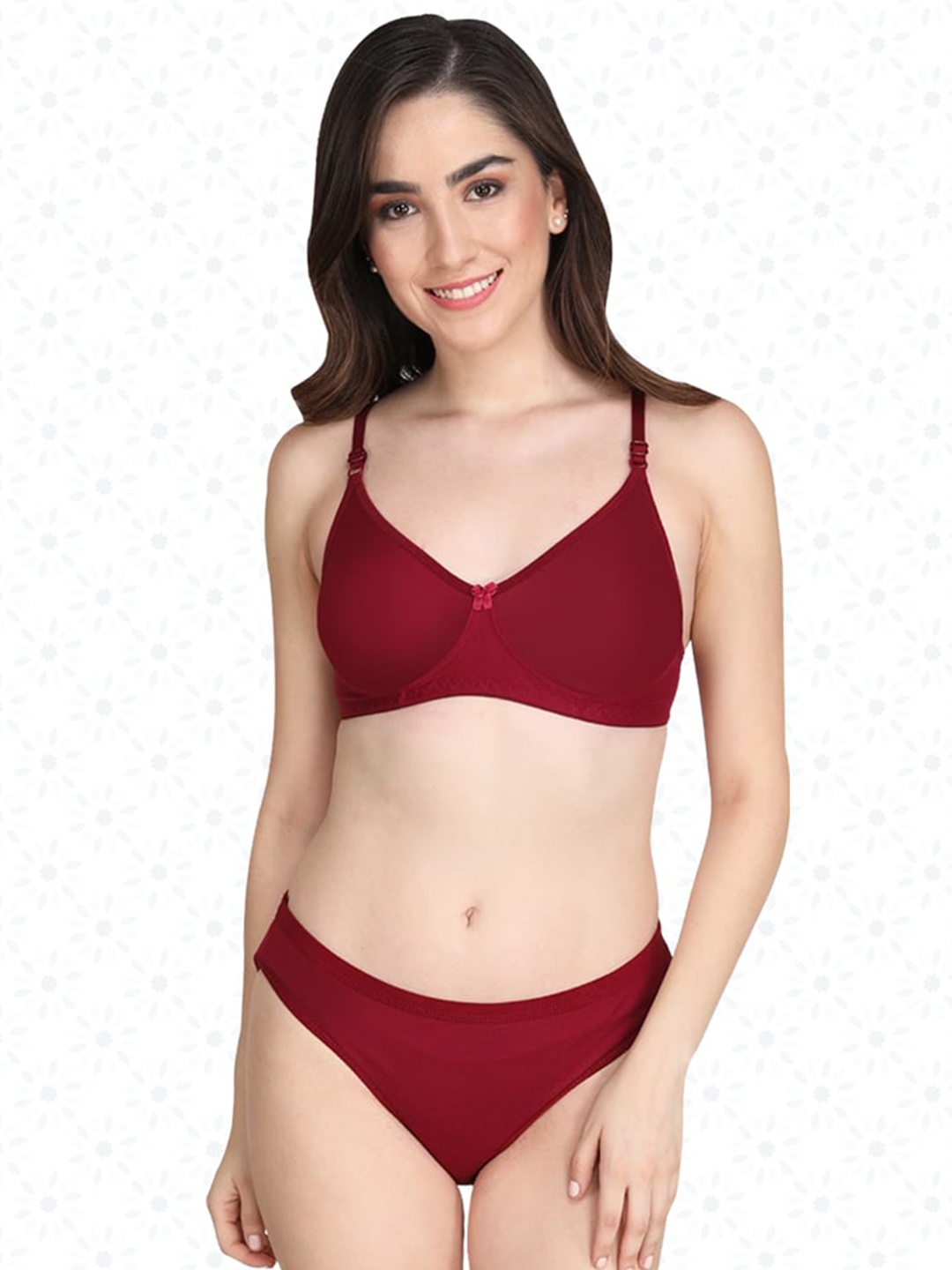 

Designer Bugs Lightly Padded Lingerie Set, Maroon
