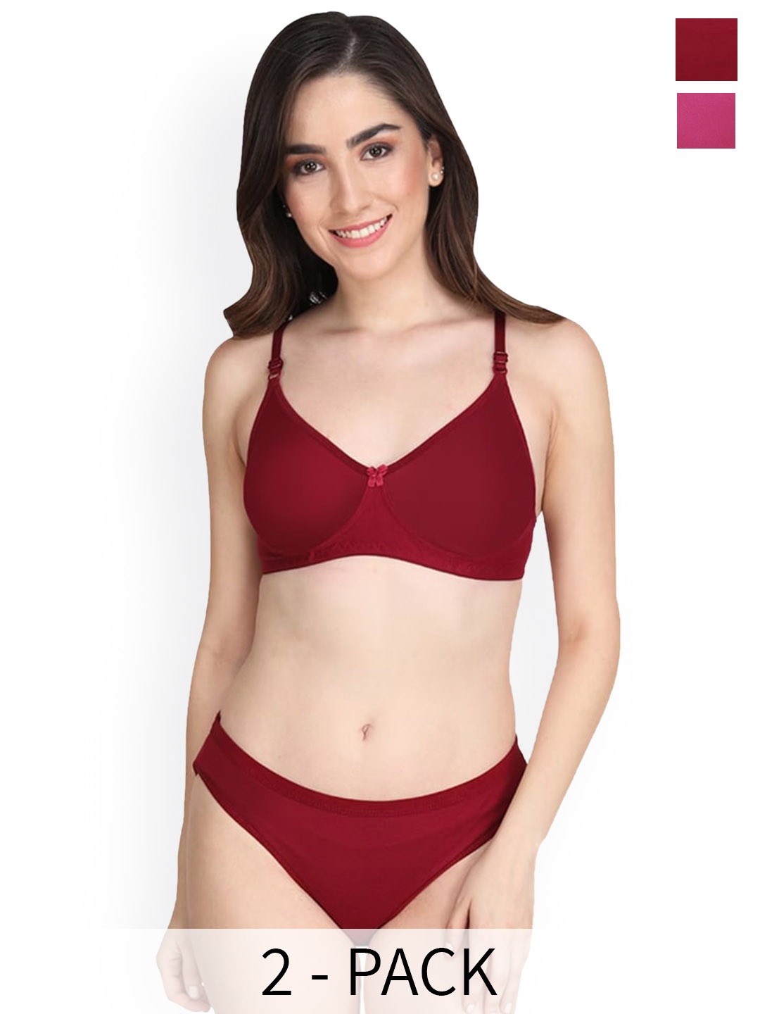 

Designer Bugs Pack Of 2 Lightly Padded Cotton Lingerie Set-LS-DP-M-30B, Purple