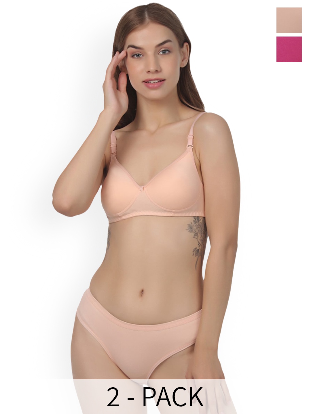 

Designer Bugs Pack Of 2 Lightly Padded Bra & Mid-Rise Brief, Purple
