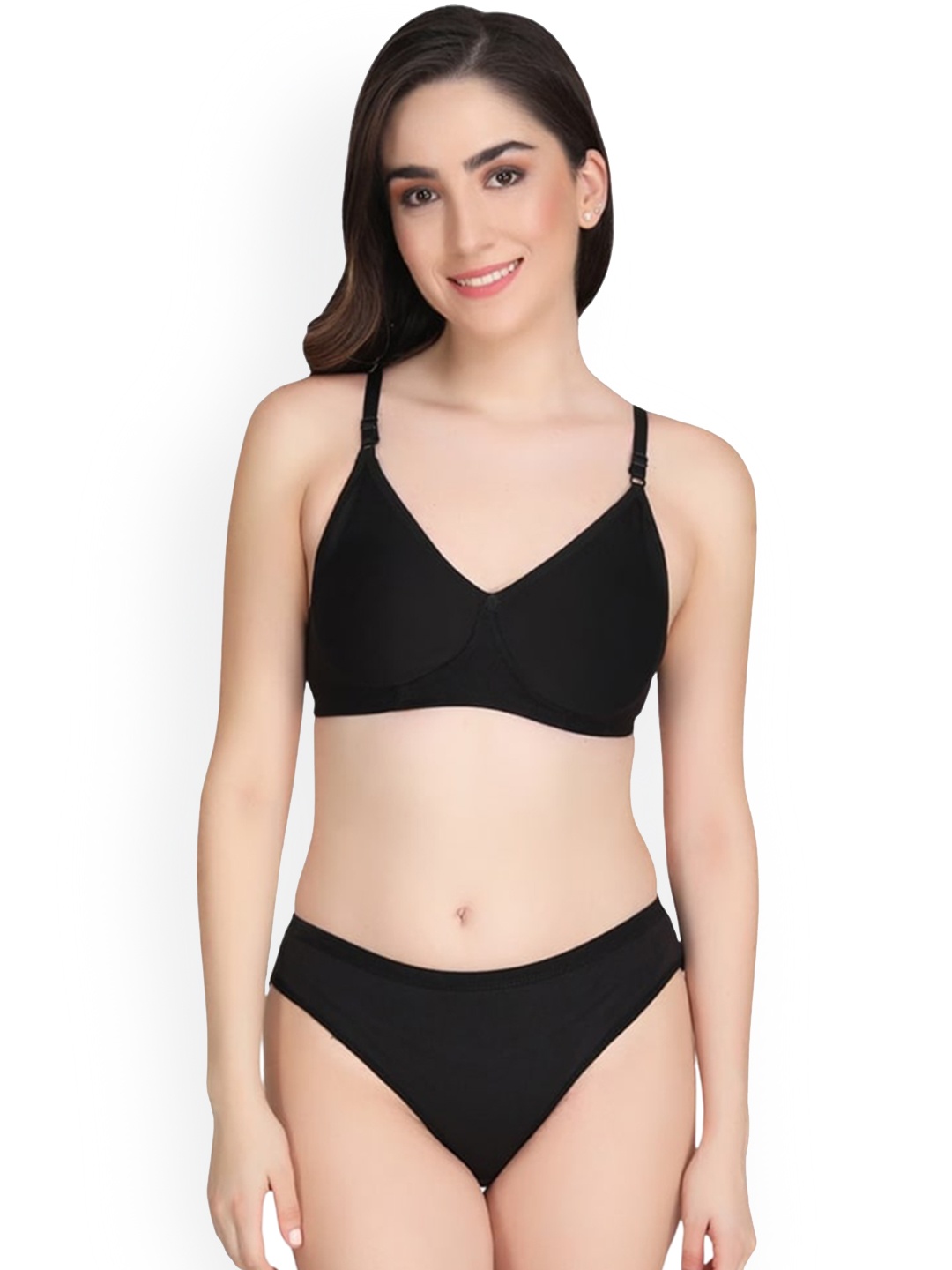 

Designer Bugs Lightly Padded Bra & Mid-Rise Brief, Black