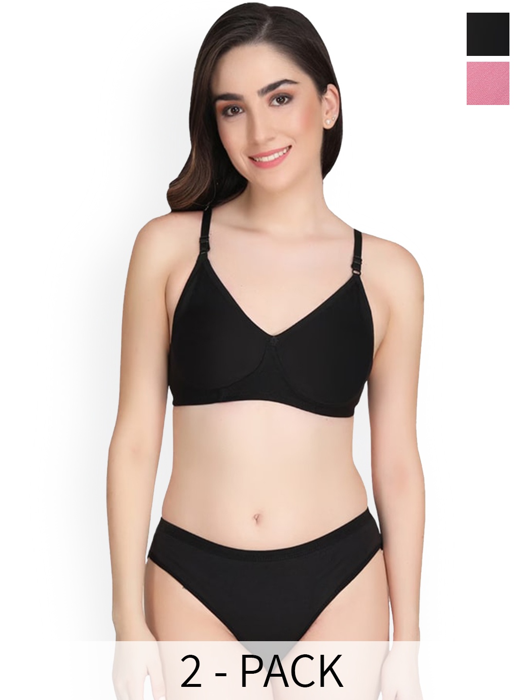 

Designer Bugs Pack Of 3 Lightly Padded Lingerie Set, Black