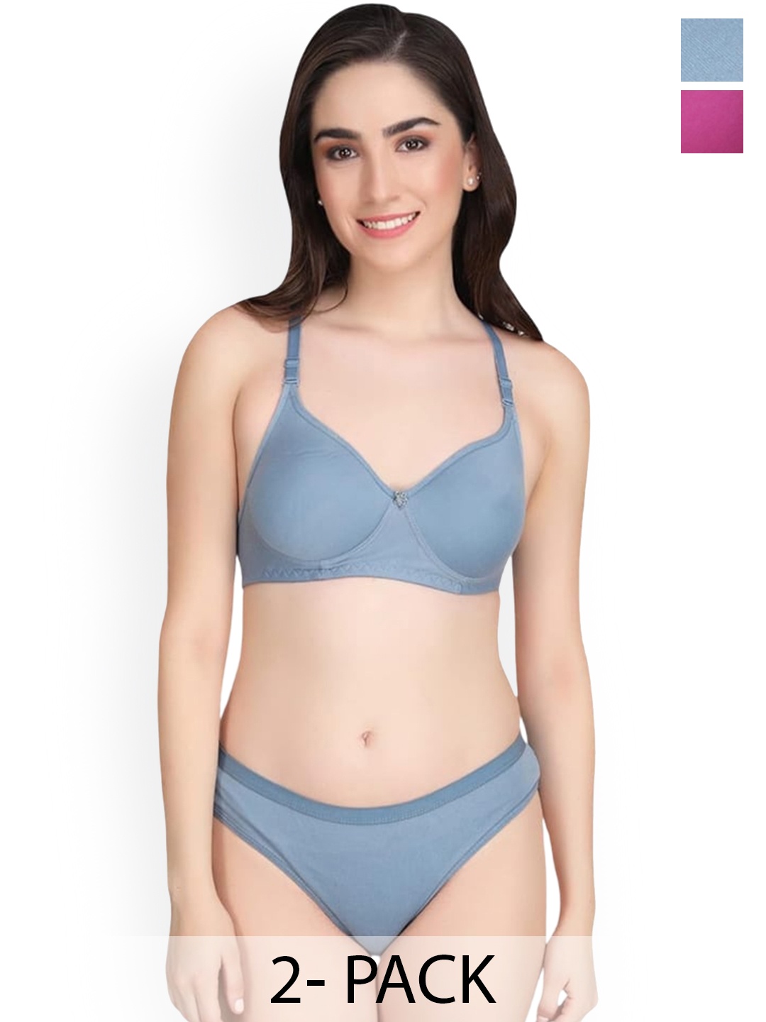 

Designer Bugs Pack Of 2 Lightly Padded Bra & Mid-Rise Brief, Purple