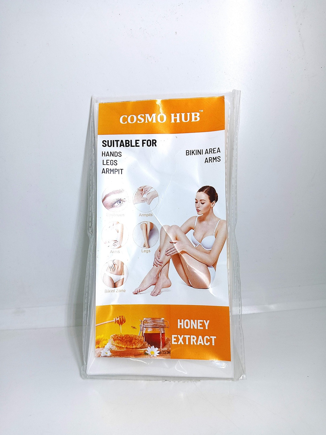 

COSMO HUB Honey Extract Body Wax Strips - 20 Strips, Yellow