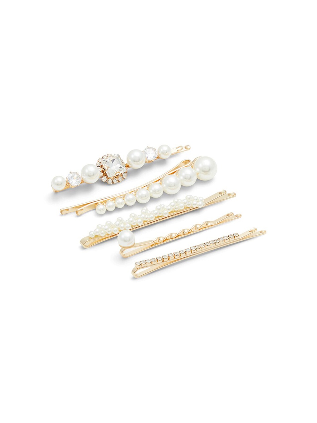 

ALDO Set of 5 Embellished Bobby Pins, Gold