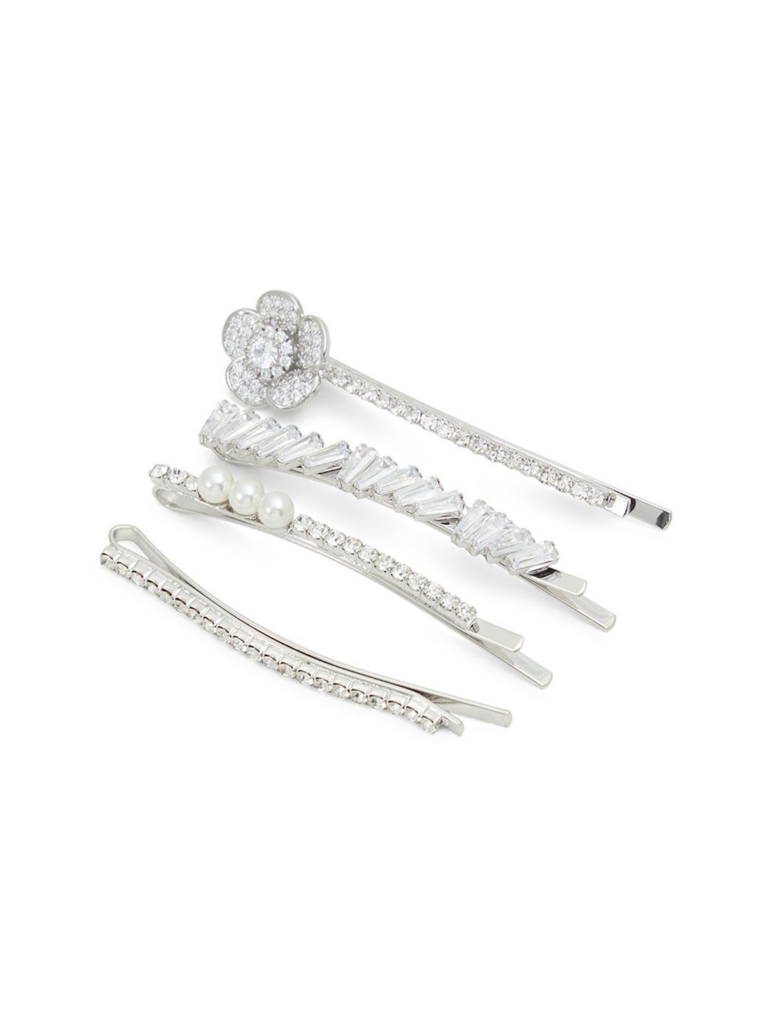 

ALDO Set of 4 Embellished Bobby Pins, Silver