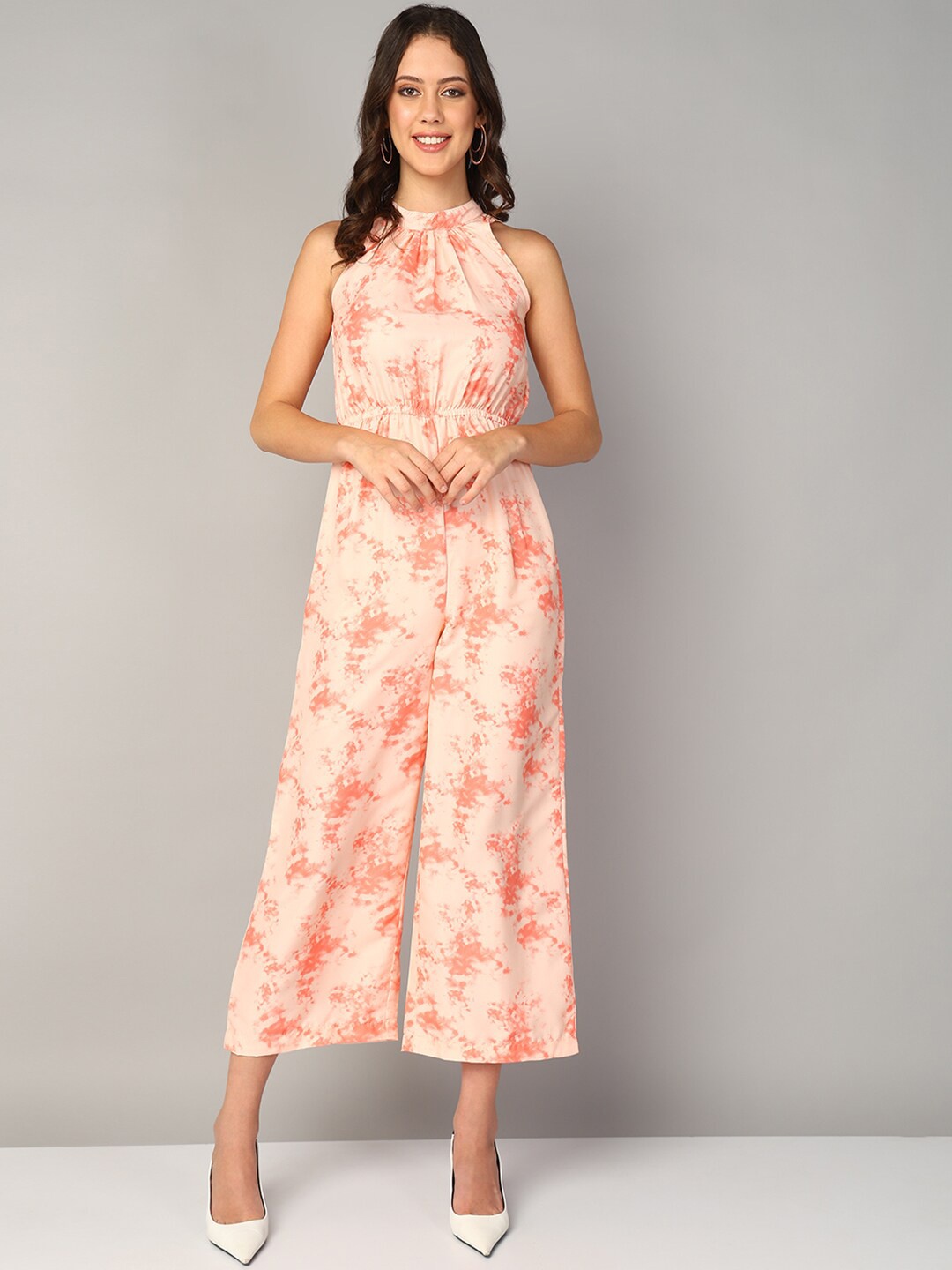

Mast & Harbour Printed Basic Jumpsuit, Peach