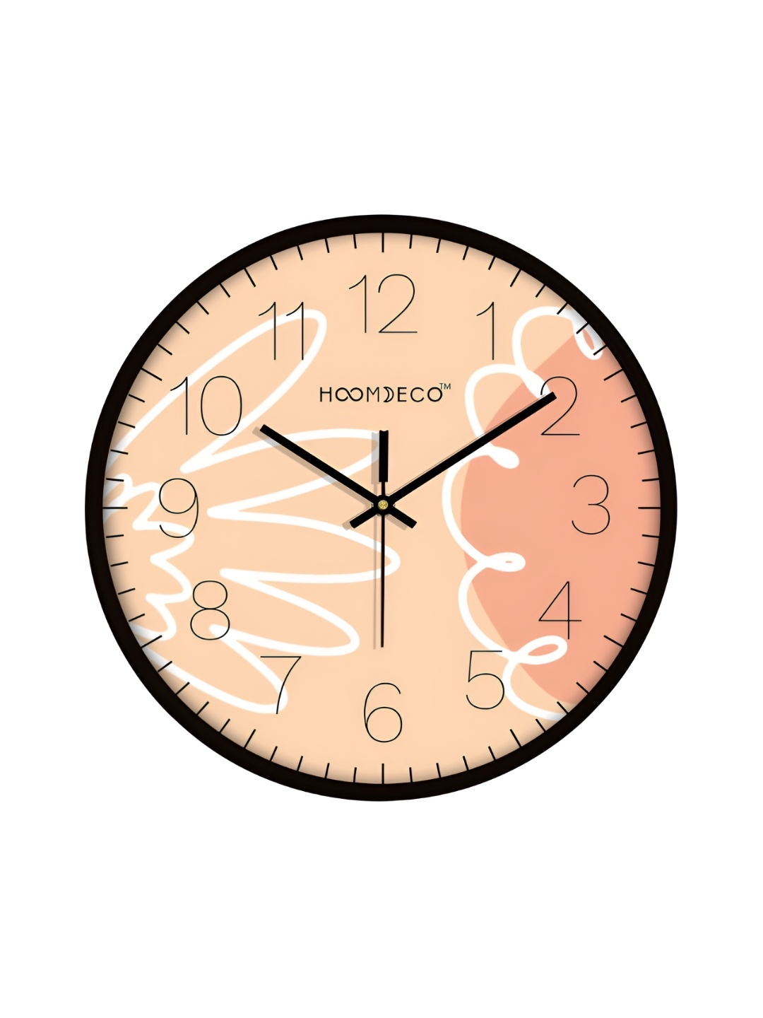 

HOOMDECO Peach & Black Printed Round Shaped Contemporary Analogue Wall Clock