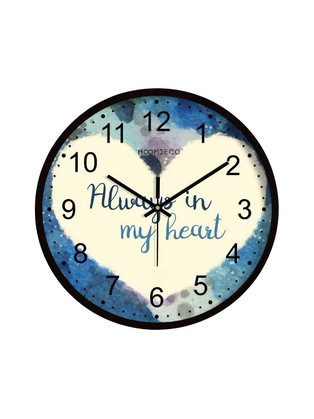 

HOOMDECO White & Black Printed Round Shaped Contemporary Analogue Wall Clock