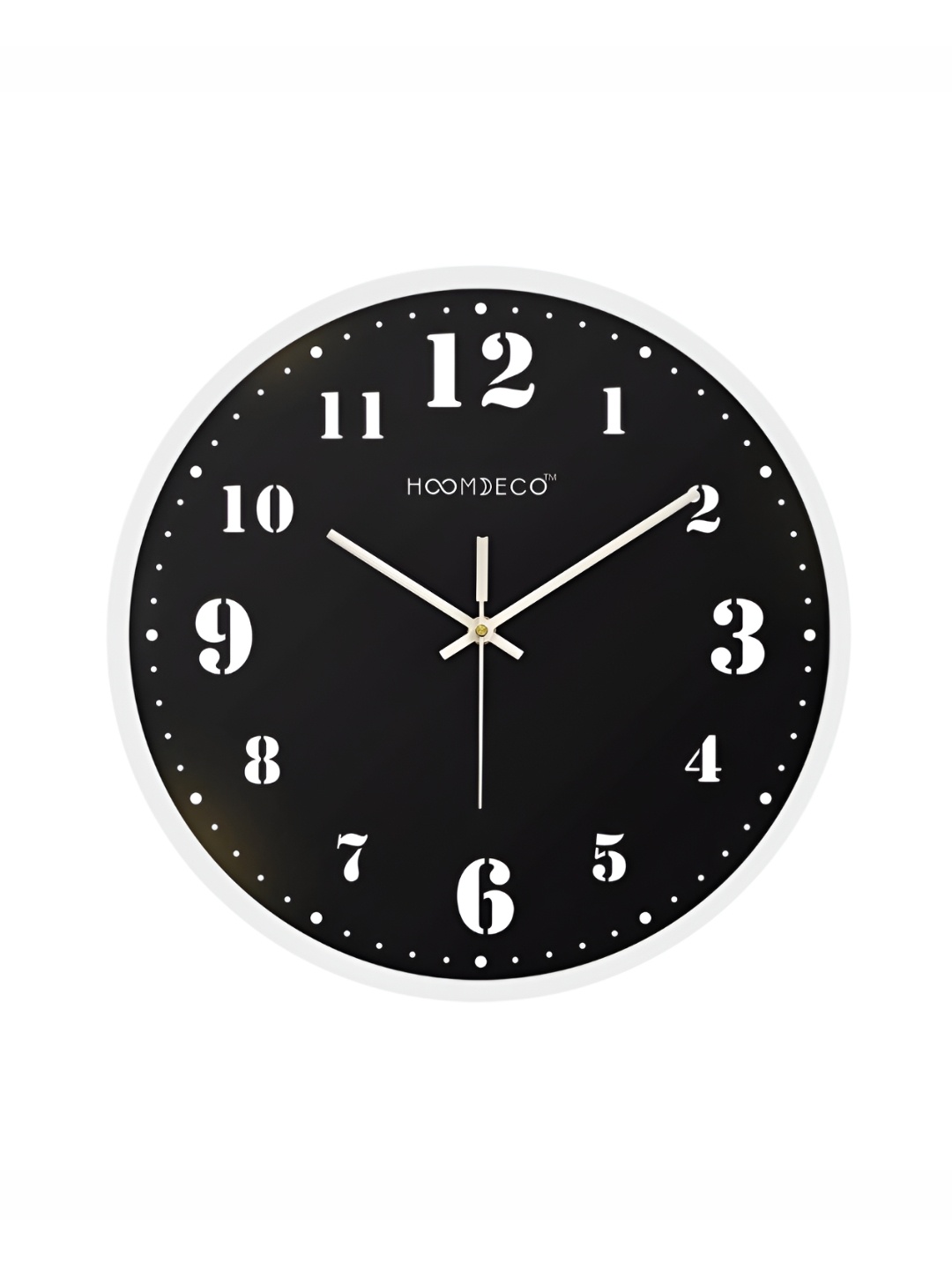 

HOOMDECO Black Printed Round Shaped Contemporary Analogue Wall Clock