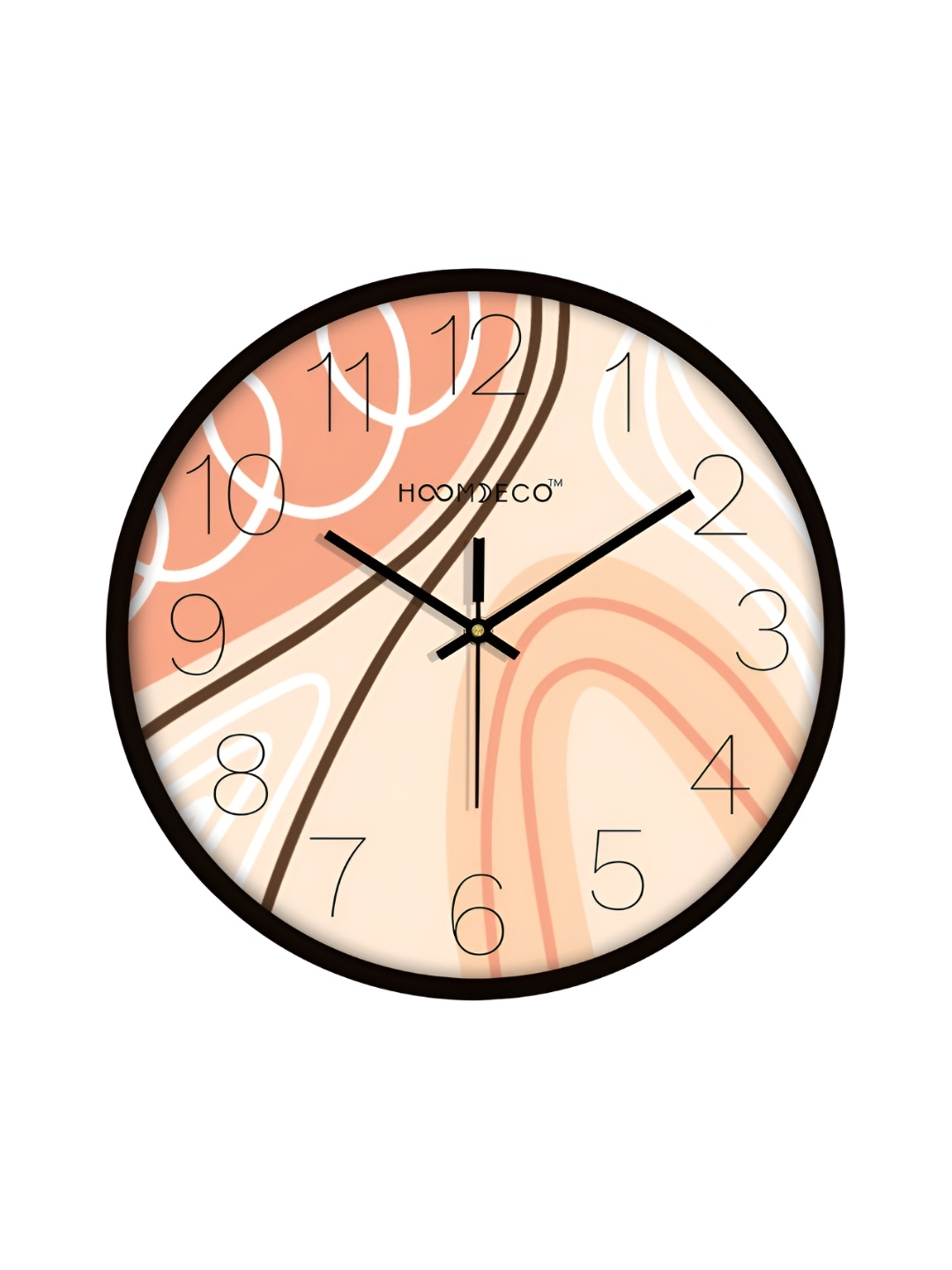 

HOOMDECO Peach & Black Printed Round Shaped Contemporary Wall Clock