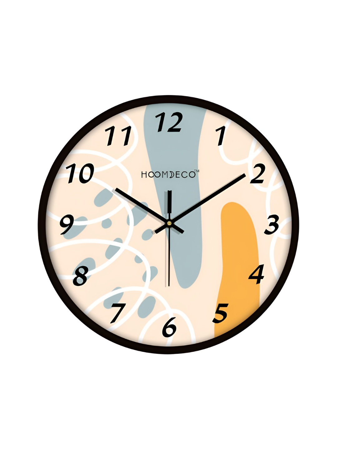 

HOOMDECO Black & Cream Printed Round Shaped Contemporary Analogue Wall Clock