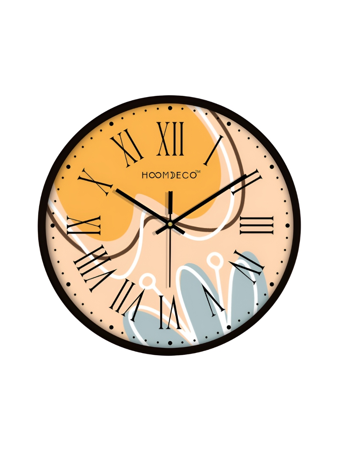 

HOOMDECO Yellow & White Printed Round Shaped Contemporary Analogue Wall Clock
