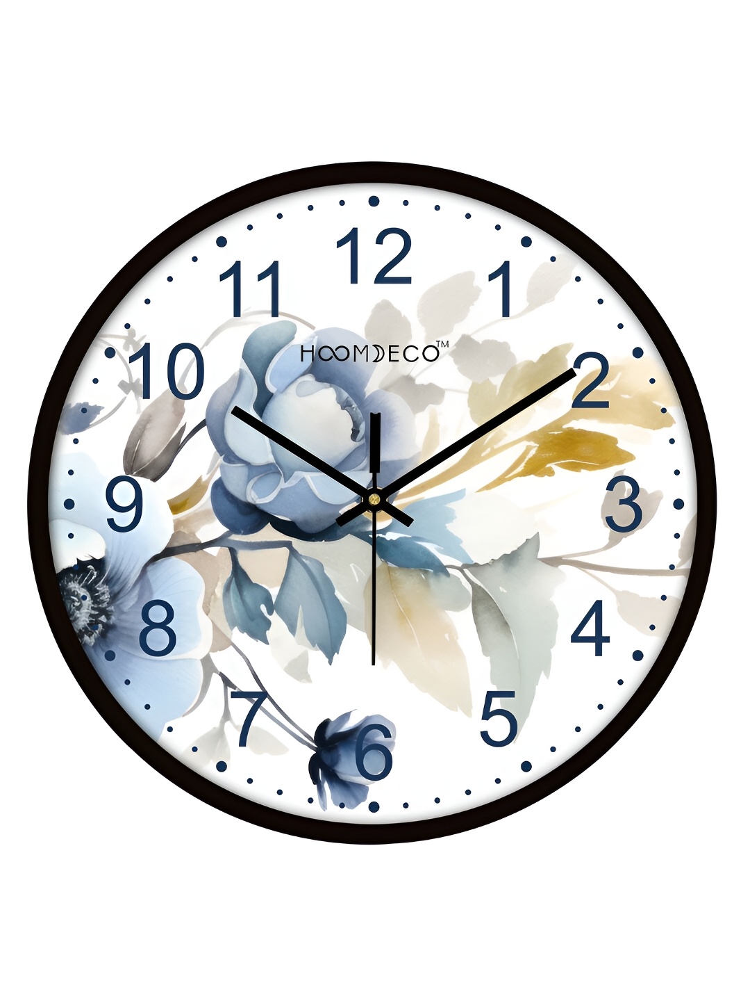 

HOOMDECO White & Black Printed Round Shaped Contemporary Analogue Wall Clock