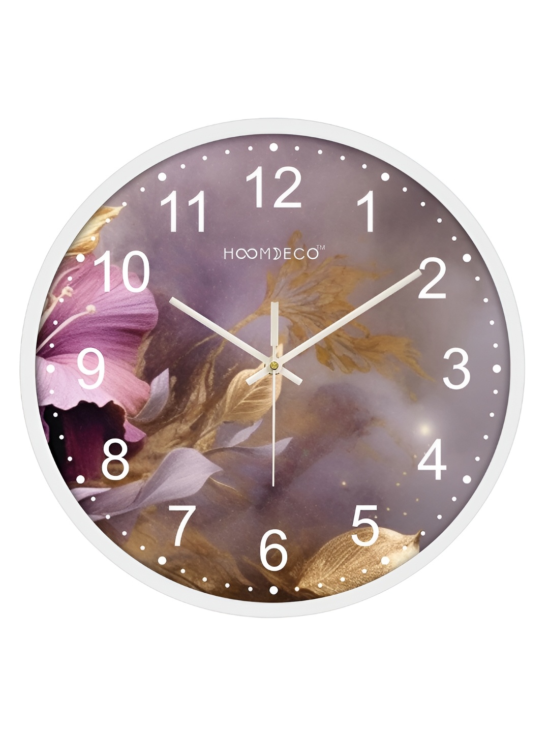 HOOMDECO Rose Gold Printed Round Shaped Contemporary Analogue Wall Clock