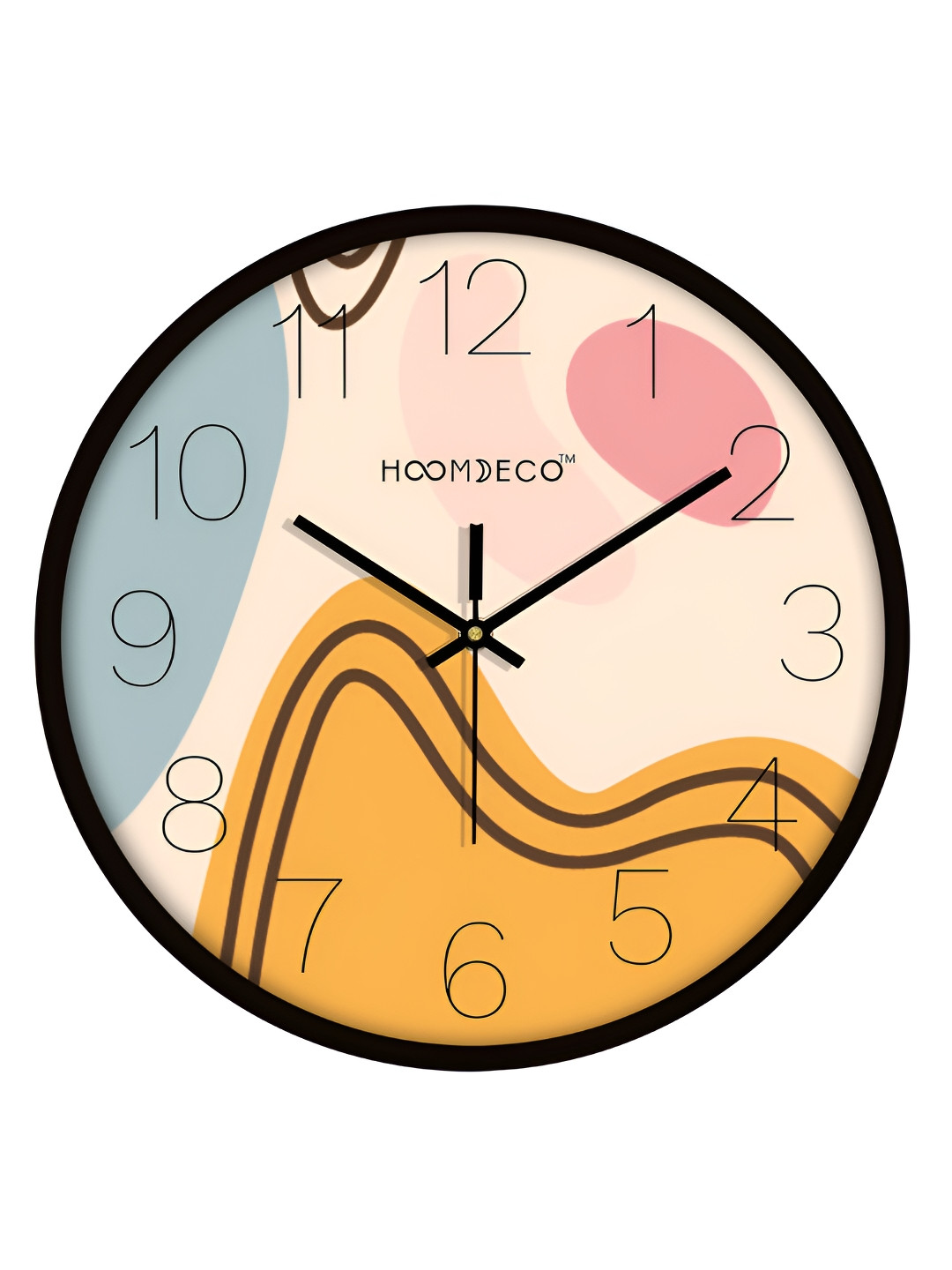 

HOOMDECO Peach & Black Printed Round Shaped Contemporary Analogue Wall Clock