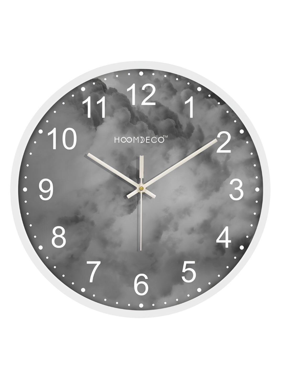 

HOOMDECO Grey & White Printed Round Shaped Contemporary Analogue Wall Clock
