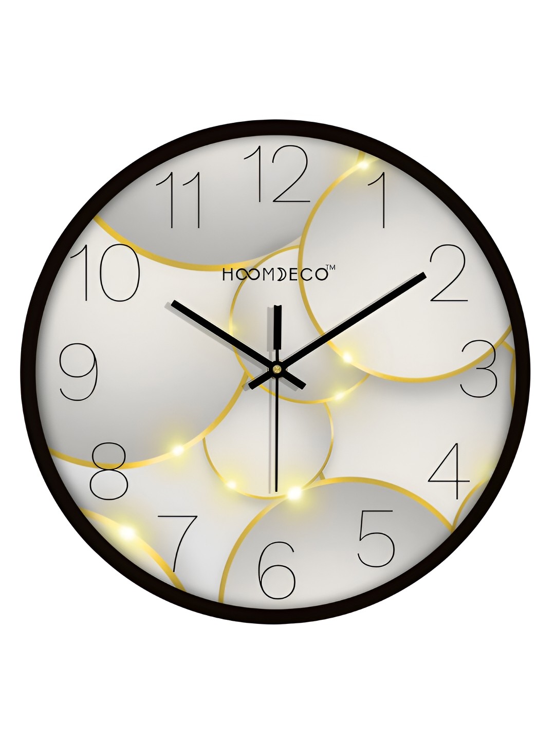 

HOOMDECO White & Gold-Toned Printed Contemporary Wall Clock