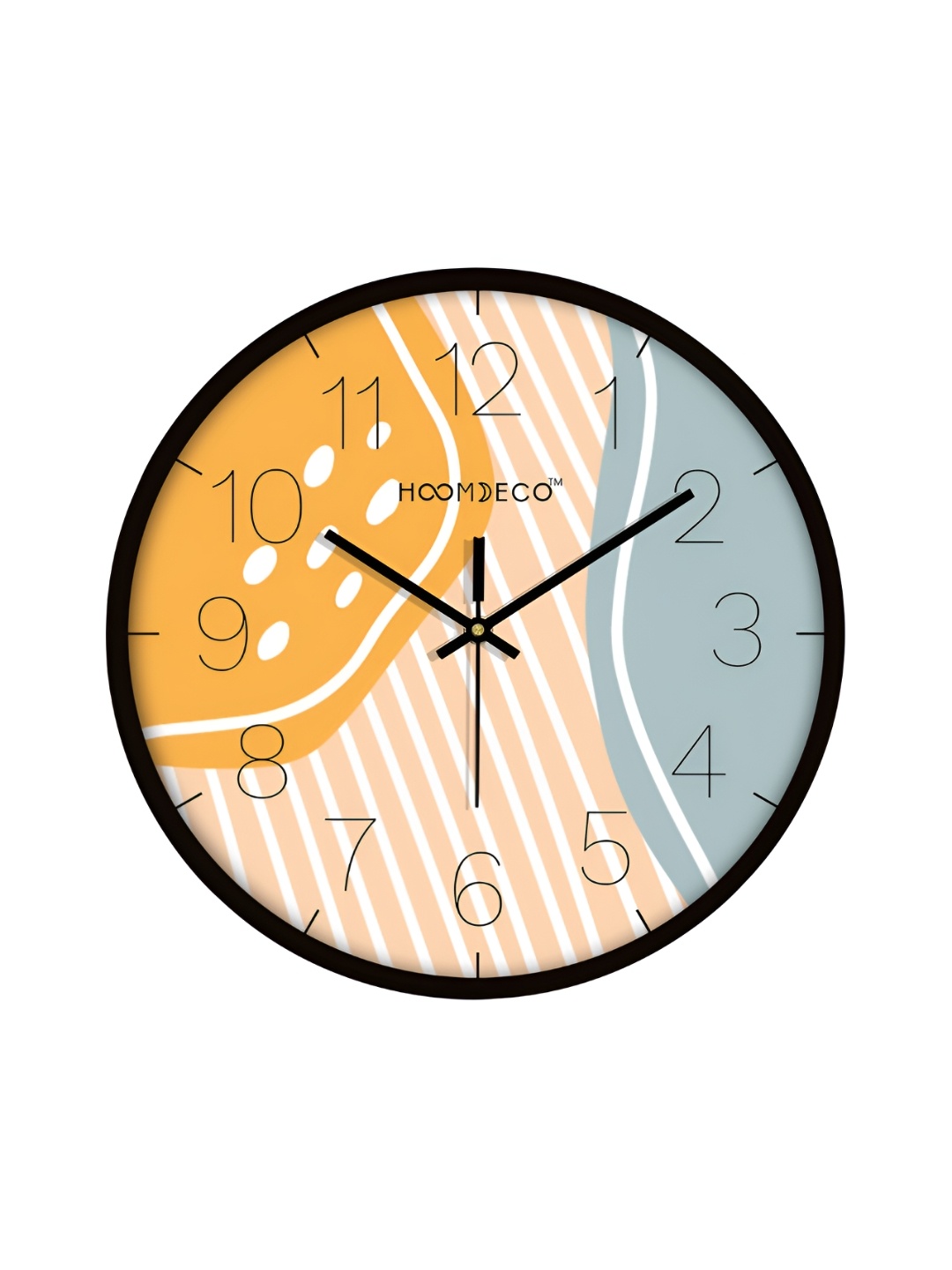 

HOOMDECO Black & Orange Printed Round Shaped Contemporary Analogue Wall Clock