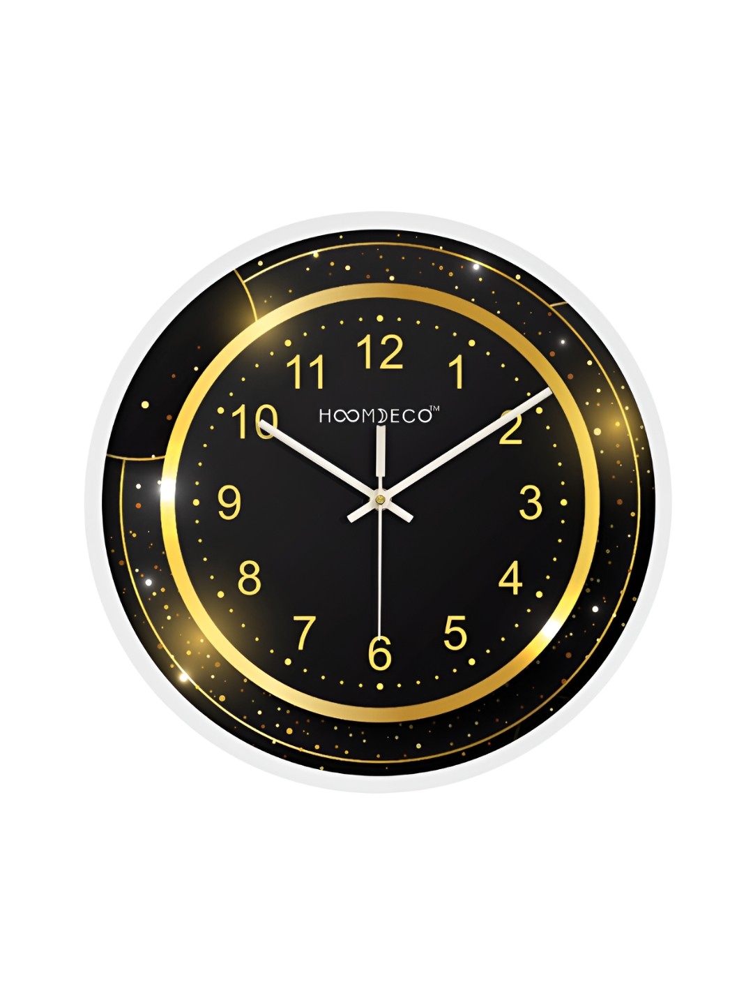 

HOOMDECO Black & Gold-Toned Printed Round Shaped Contemporary Analogue Wall Clock