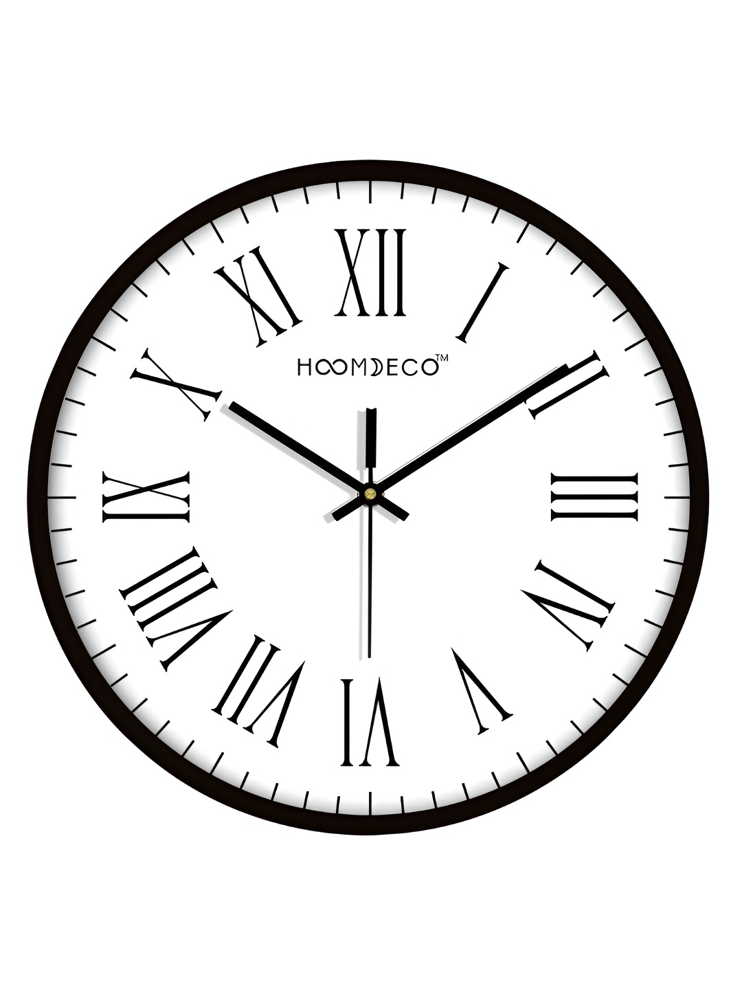 

HOOMDECO White & Black Printed Round Shaped Contemporary Analogue Wall Clock