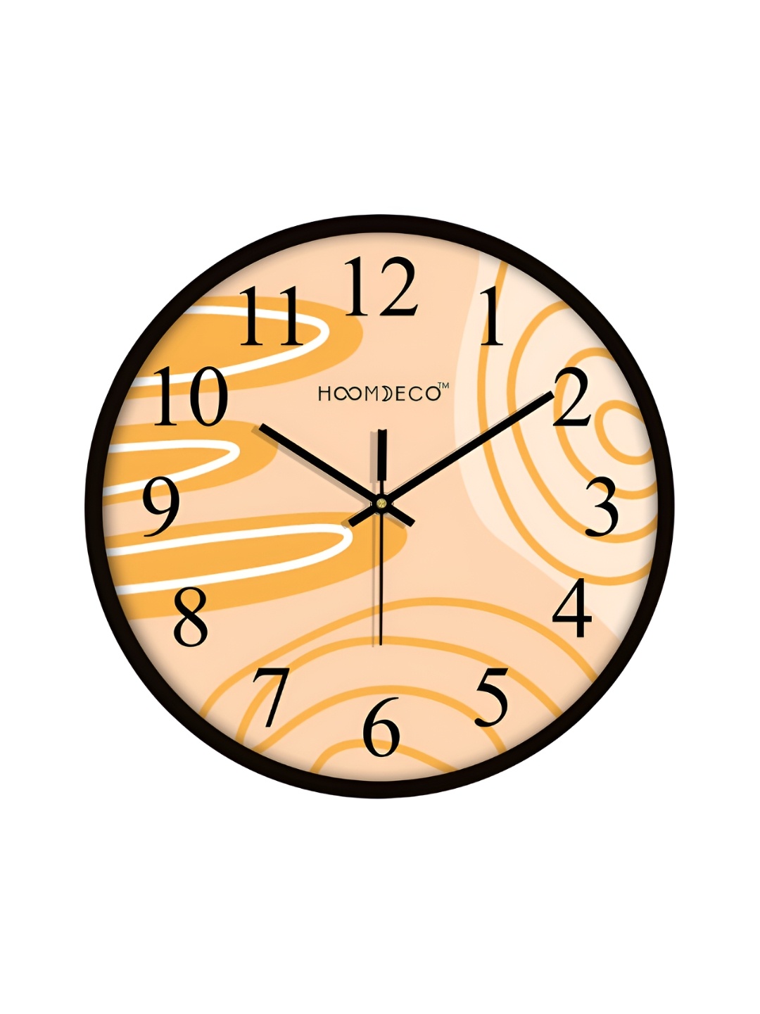 

HOOMDECO Peach & Black Printed Round Shaped Contemporary Analogue Wall Clock