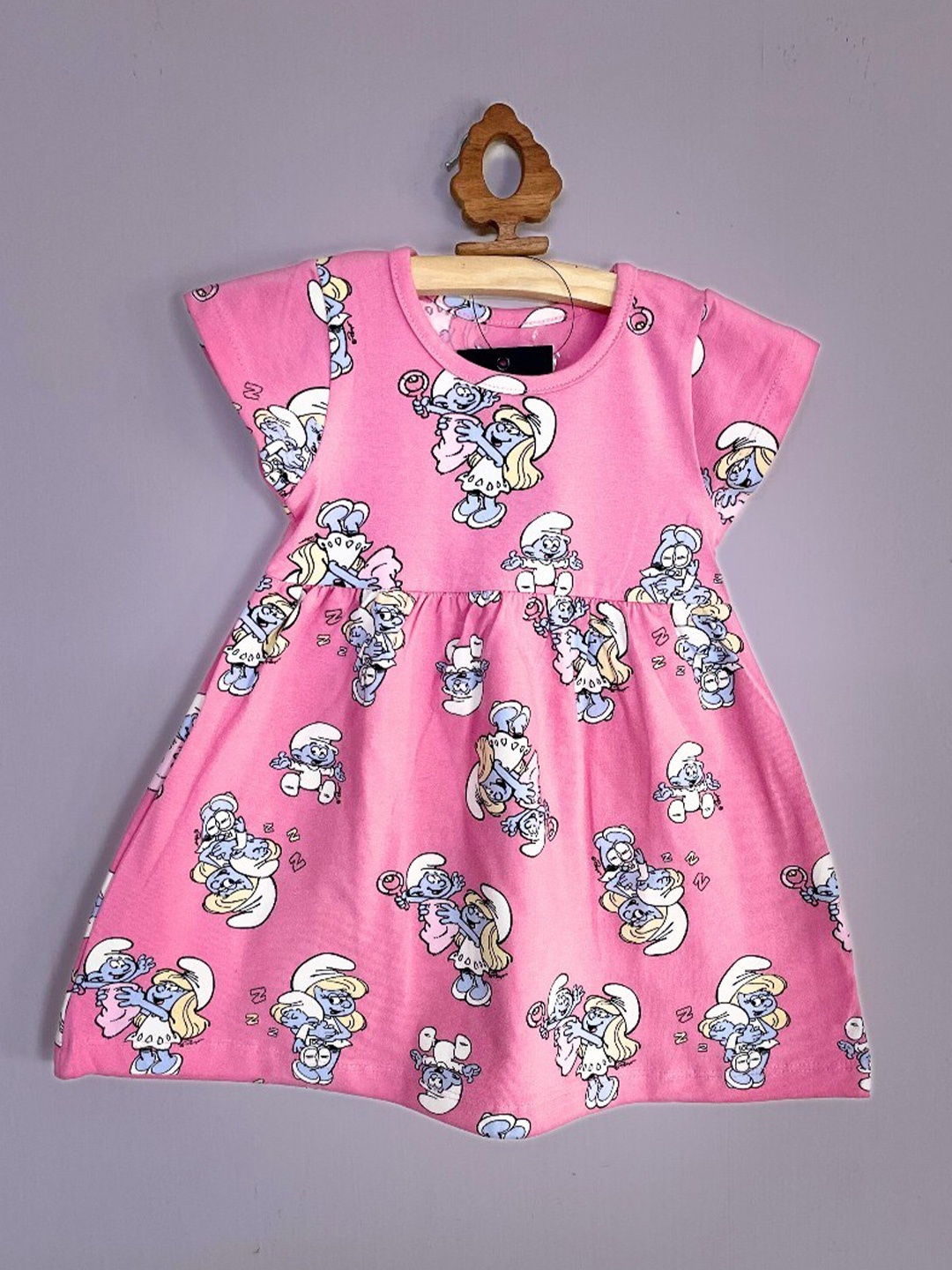 

BAESD Girls Conversational Print Cotton Fit & Flare Casual Dress, Pink
