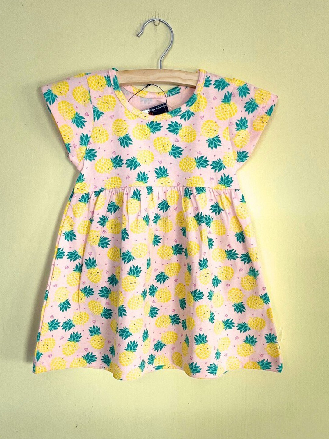 

BAESD Girls Floral Print Printed Round Neck Short Cap Sleeves Cotton A-Line Dress, Pink