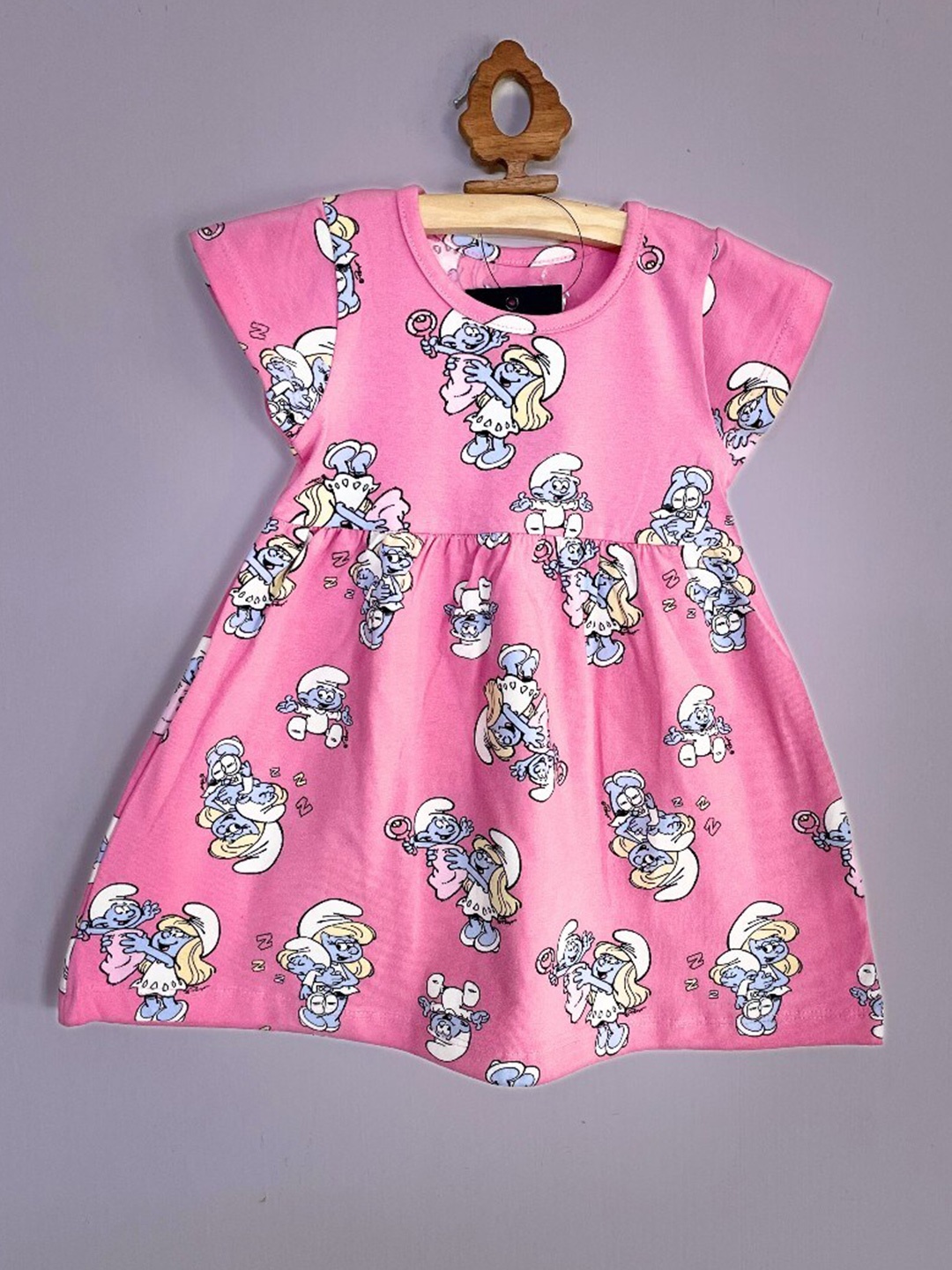 

BAESD Girls Conversational Print Cotton Fit & Flare Dress, Pink