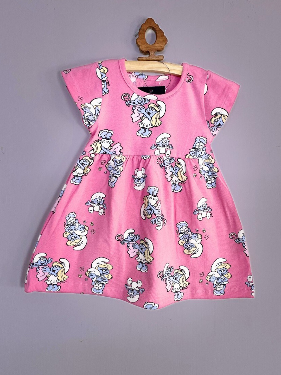 

BAESD Girls Conversational Print Cotton Fit & Flare Dress, Pink