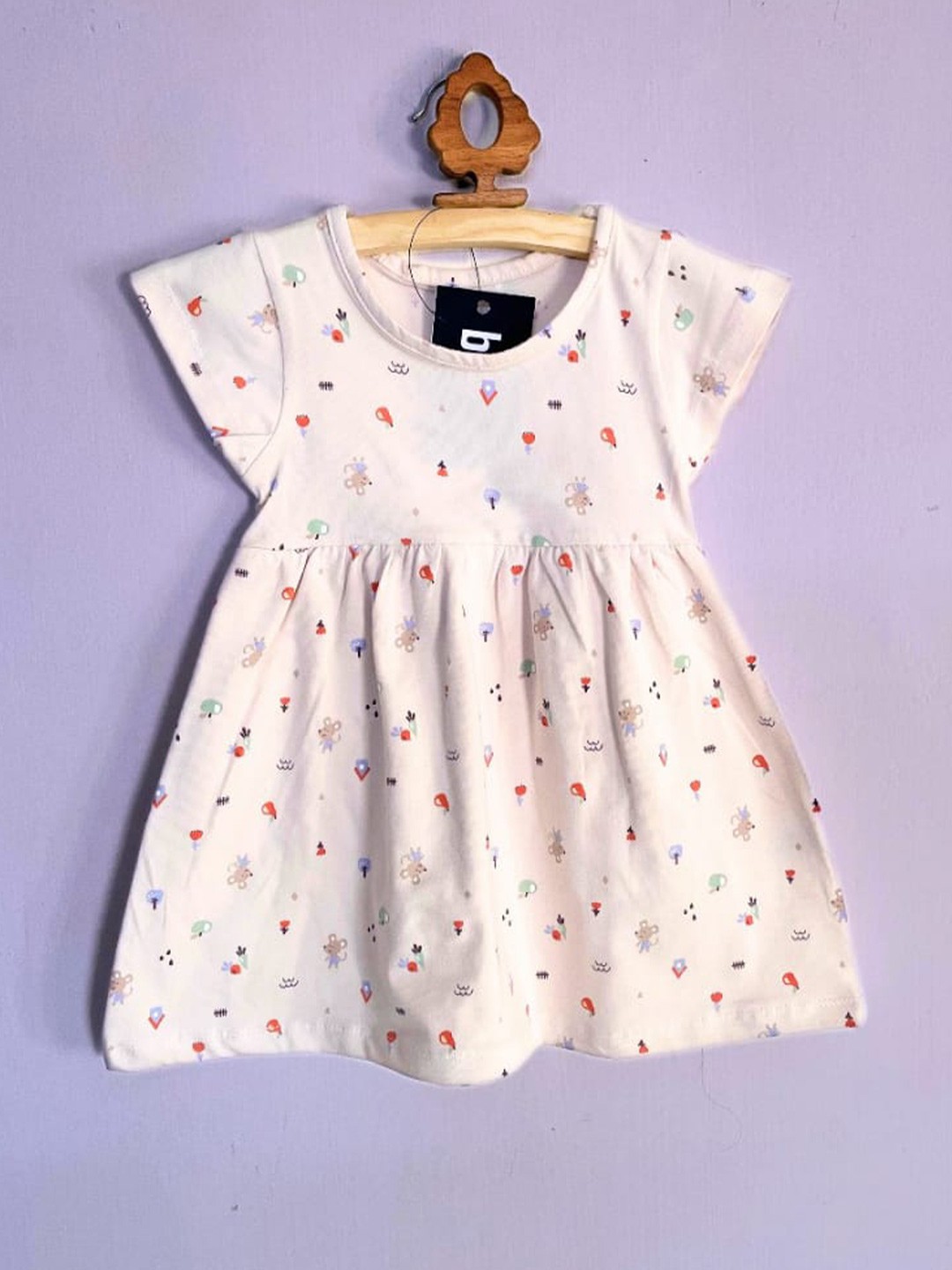 

BAESD Girls Abstract Print Short Cap Sleeve Fit & Flare Dress, Off white