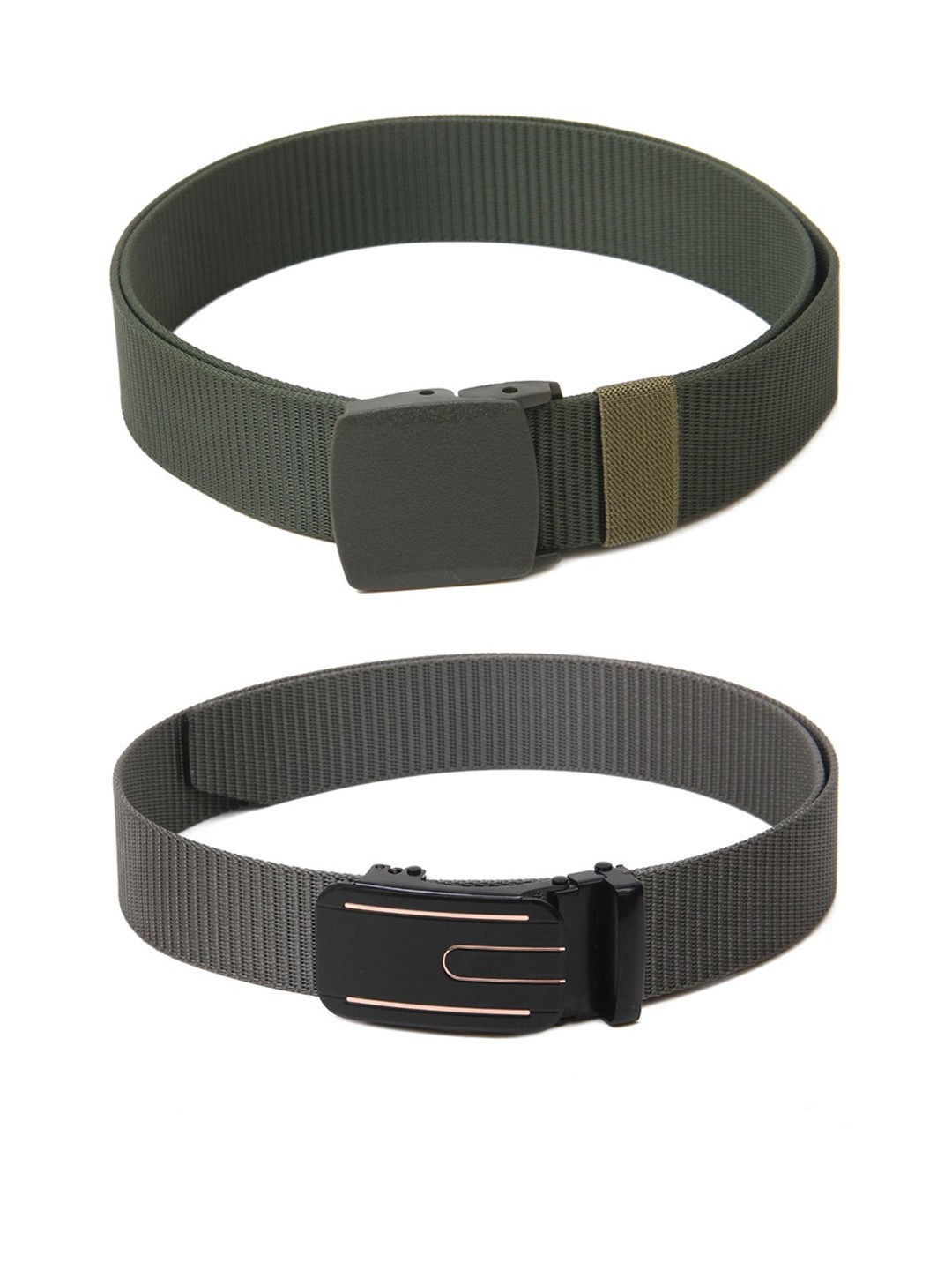 

Calvadoss Men Set Of 2 Textured Belts, Green