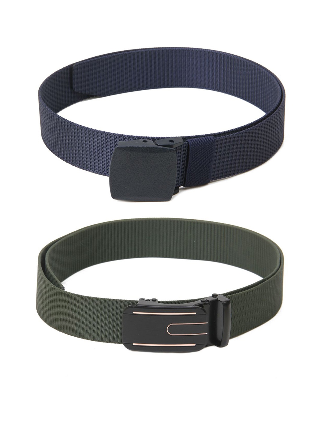 

Calvadoss Men Set Of 2 Textured Belt, Navy blue