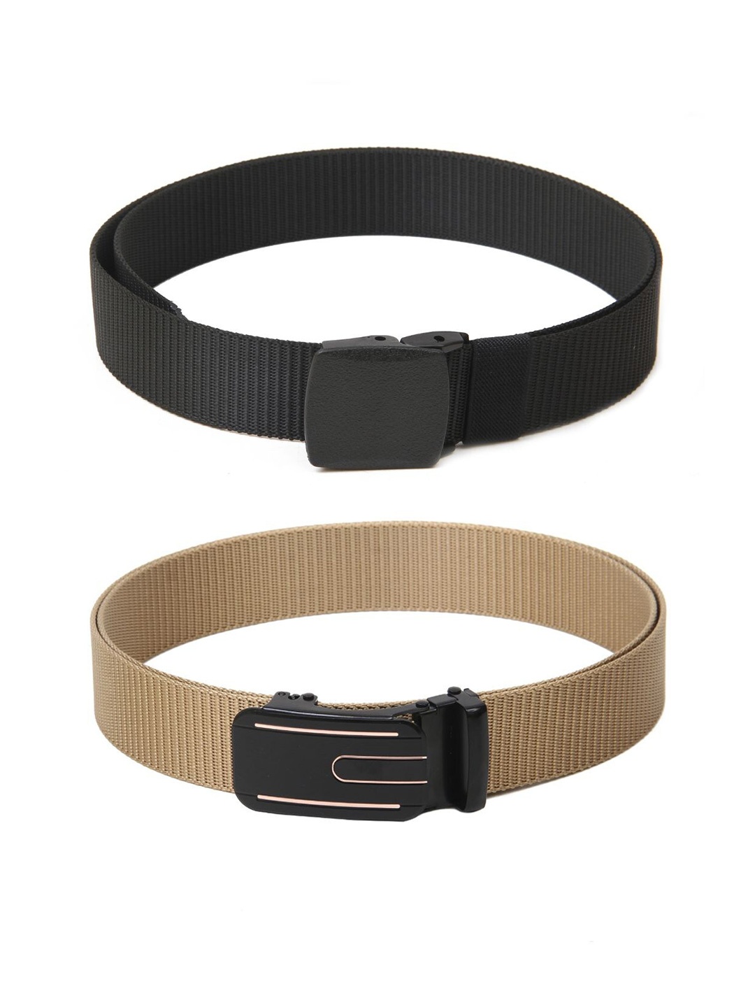 

Calvadoss Men Set Of 2 Textured Belt, Black