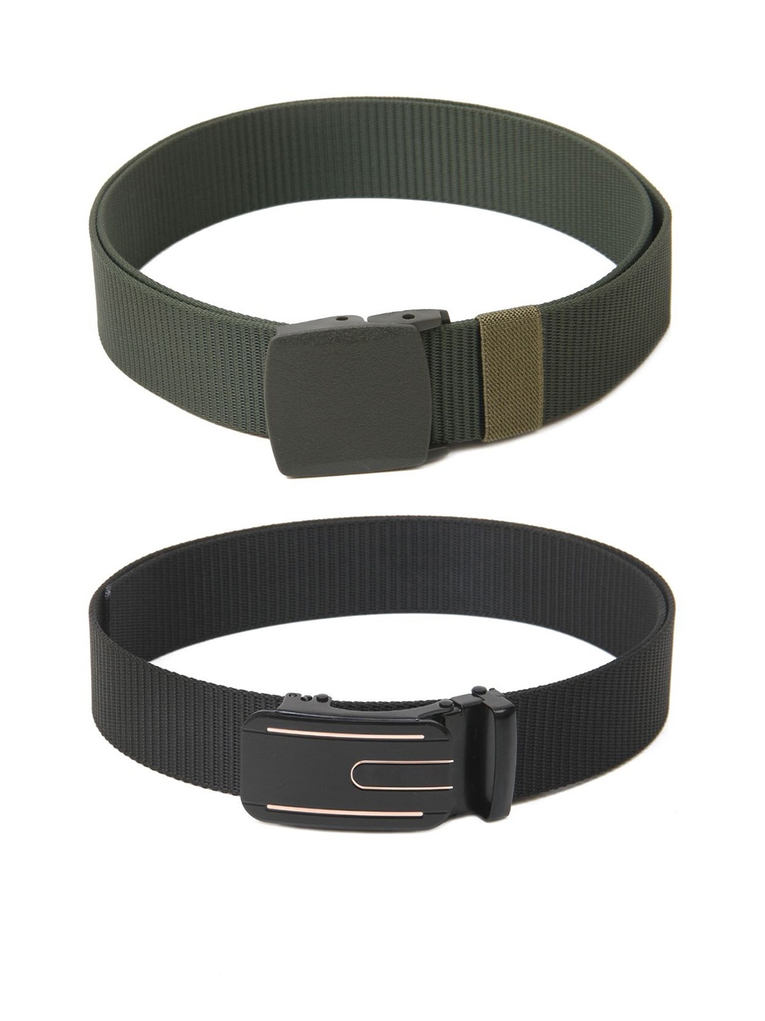 

Calvadoss Men Set Of 2 Textured Belts, Green