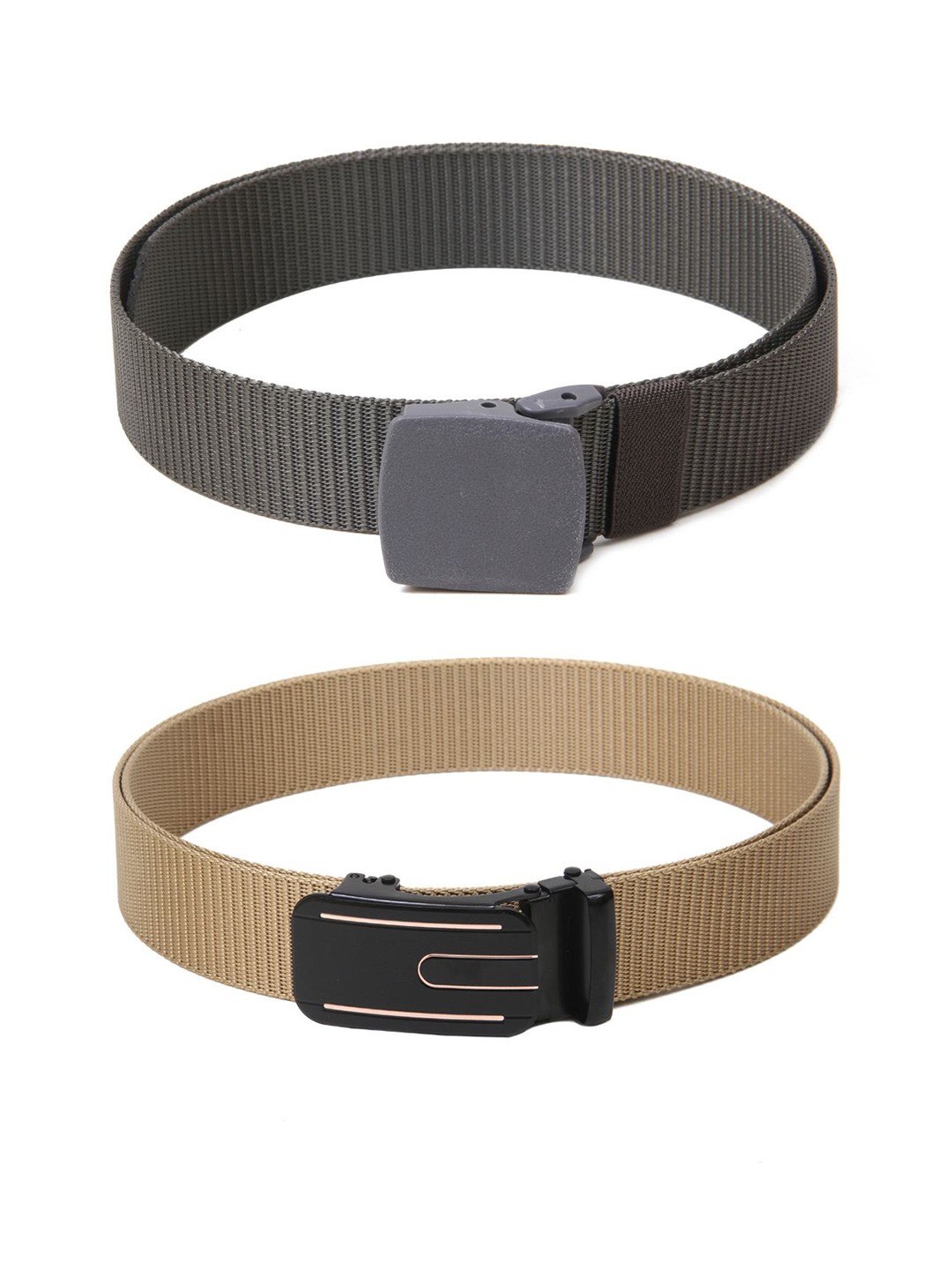 

Calvadoss Men Set Of 2 Textured Canvas Belt, Grey