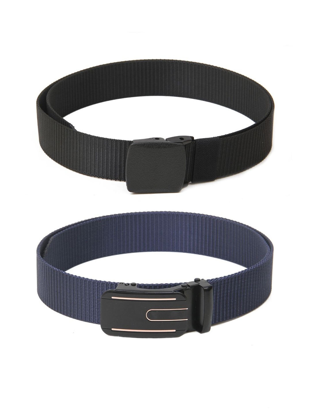 

Calvadoss Men Set Of 2 Textured Belt, Black