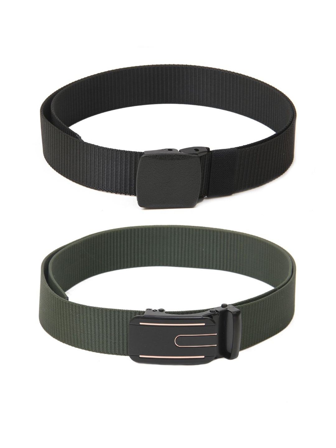 

Calvadoss Men Set Of 2 Textured Belts, Black