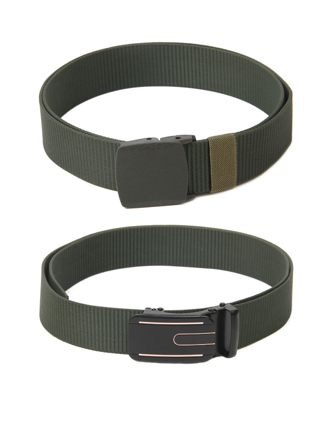 

Calvadoss Men Set Of 2 Textured Belt, Green